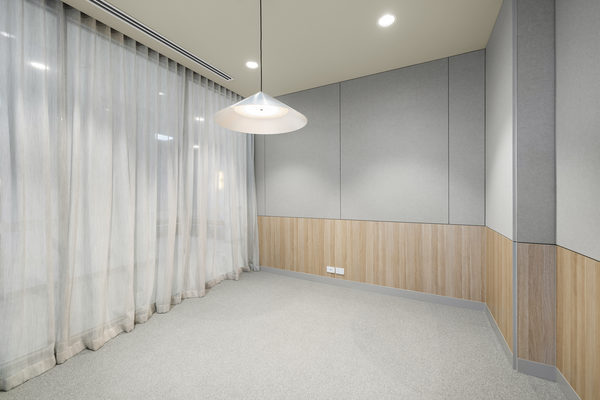Commercial construction and fit-out detail at Brix Workplace, Hampton by WB Built