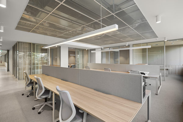 Commercial construction and fit-out detail at Brix Workplace, Hampton by WB Built