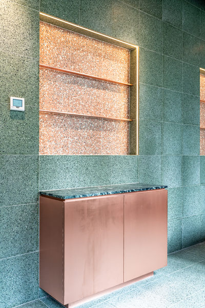 Hospitality fit-out and venue detail at Collins Arch Cafe, Melbourne by WB Built