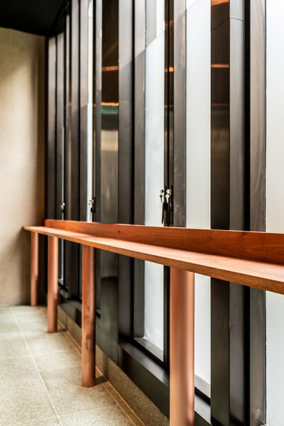 Hospitality fit-out and venue detail at Collins Arch Cafe, Melbourne by WB Built