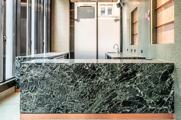 Hospitality fit-out and venue detail at Collins Arch Cafe, Melbourne by WB Built