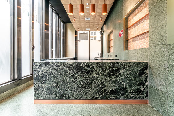 Hospitality fit-out and venue detail at Collins Arch Cafe, Melbourne by WB Built