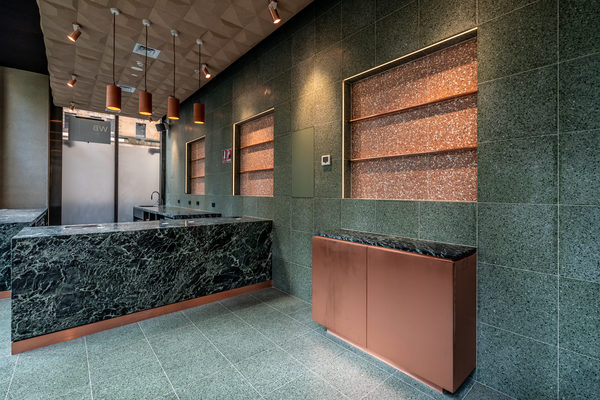 Hospitality fit-out and venue detail at Collins Arch Cafe, Melbourne by WB Built