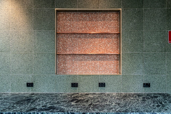 Hospitality fit-out and venue detail at Collins Arch Cafe, Melbourne by WB Built