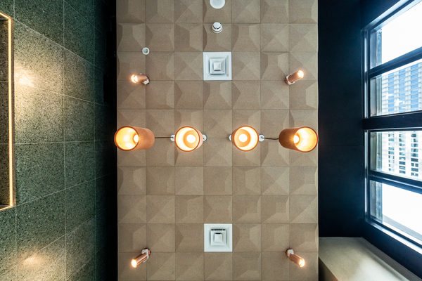 Hospitality fit-out and venue detail at Collins Arch Cafe, Melbourne by WB Built