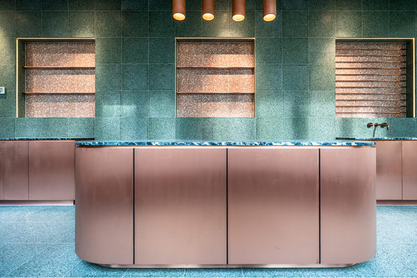Hospitality fit-out and venue detail at Collins Arch Cafe, Melbourne by WB Built