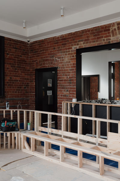 Hospitality fit-out and venue detail at Flying Duck Hotel, Prahran by WB Built