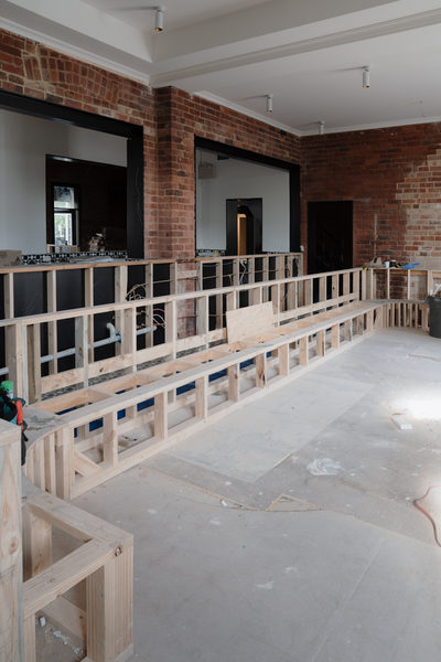Hospitality fit-out and venue detail at Flying Duck Hotel, Prahran by WB Built