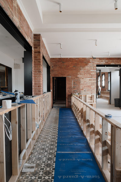 Hospitality fit-out and venue detail at Flying Duck Hotel, Prahran by WB Built