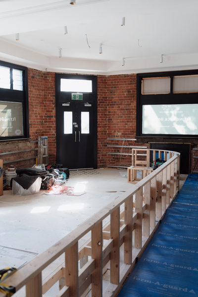 Hospitality fit-out and venue detail at Flying Duck Hotel, Prahran by WB Built