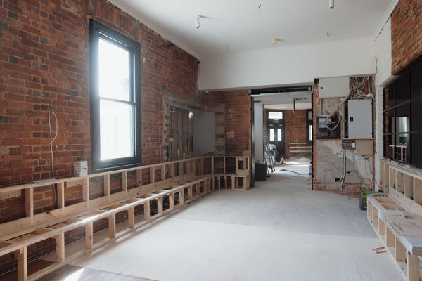 Hospitality fit-out and venue detail at Flying Duck Hotel, Prahran by WB Built