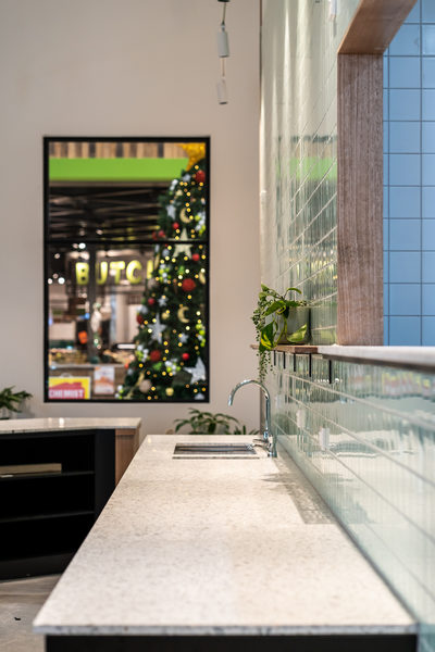 Hospitality fit-out and venue detail at HOME CO by WB Built
