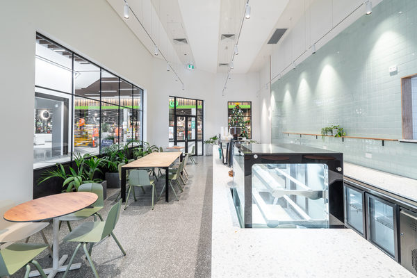 Hospitality fit-out and venue detail at HOME CO by WB Built