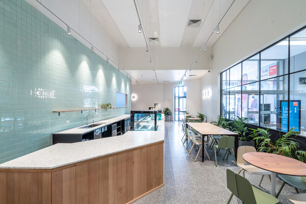 Hospitality fit-out and venue detail at HOME CO by WB Built