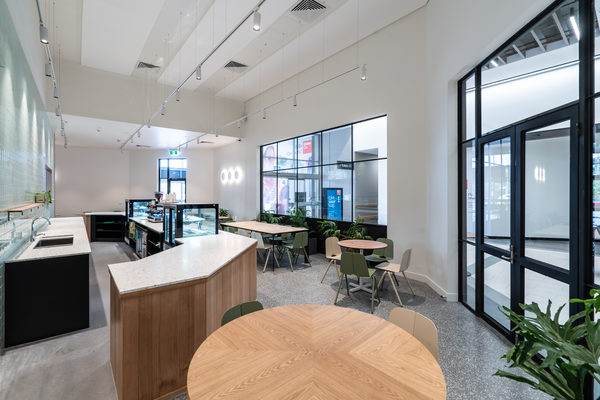 Hospitality fit-out and venue detail at HOME CO by WB Built
