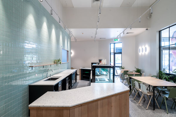 Hospitality fit-out and venue detail at HOME CO by WB Built