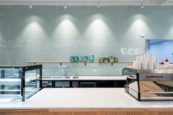 Hospitality fit-out and venue detail at HOME CO by WB Built