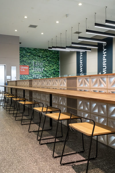 Hospitality fit-out and venue detail at HOME CO by WB Built