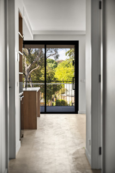 Interior and architectural detail at Hotham Hill Apartments, North Melbourne multi-residential project by WB Built