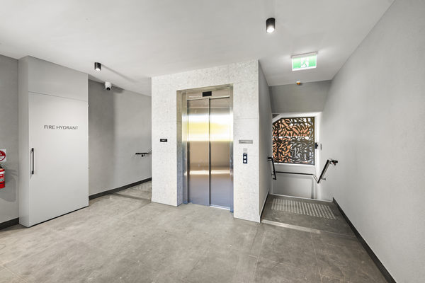 Interior and architectural detail at Hotham Hill Apartments, North Melbourne multi-residential project by WB Built