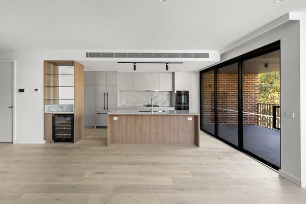 Interior and architectural detail at Hotham Hill Apartments, North Melbourne multi-residential project by WB Built