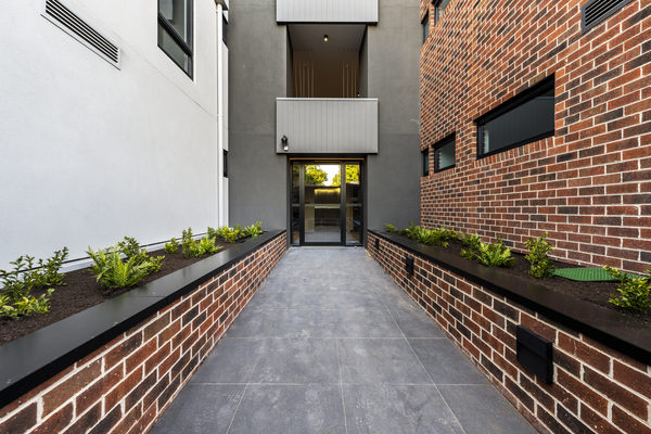 Interior and architectural detail at Hotham Hill Apartments, North Melbourne multi-residential project by WB Built