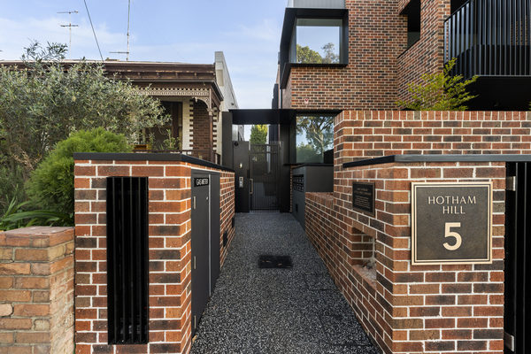 Interior and architectural detail at Hotham Hill Apartments, North Melbourne multi-residential project by WB Built