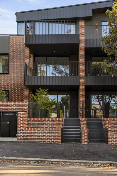 Interior and architectural detail at Hotham Hill Apartments, North Melbourne multi-residential project by WB Built