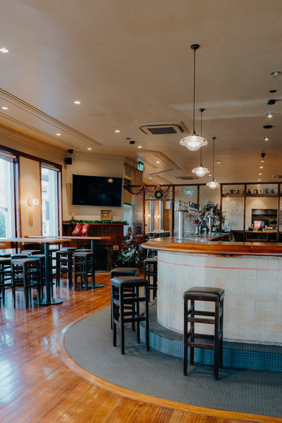 Hospitality fit-out and venue detail at Orrong Hotel, Toorak by WB Built