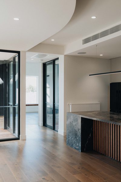 Interior and architectural detail at Oxford House, Newport by WB Built