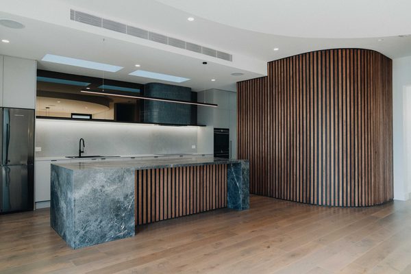 Interior and architectural detail at Oxford House, Newport by WB Built