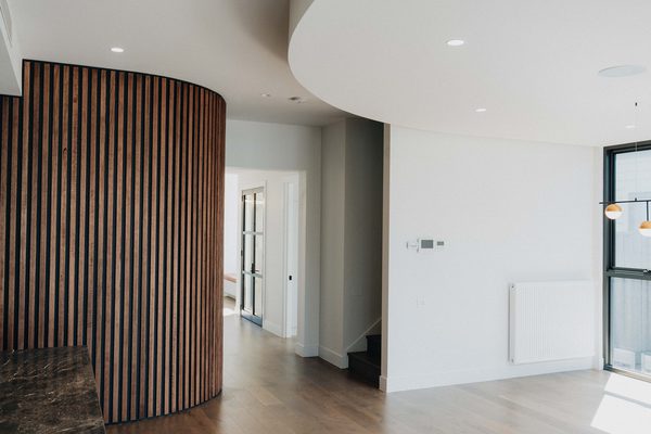 Interior and architectural detail at Oxford House, Newport by WB Built