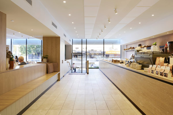 Hospitality fit-out and venue detail at Rustica Brighton by WB Built