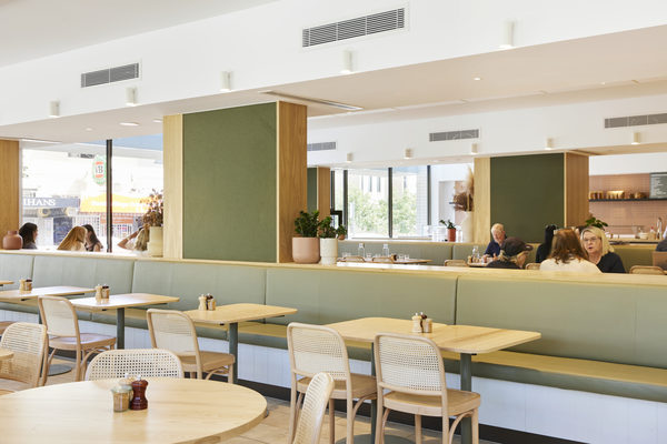 Hospitality fit-out and venue detail at Rustica Brighton by WB Built