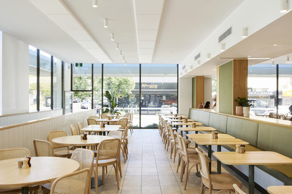 Hospitality fit-out and venue detail at Rustica Brighton by WB Built