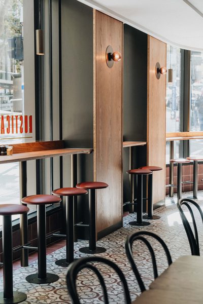 Hospitality fit-out and venue detail at Rustica Queen & Collins by WB Built