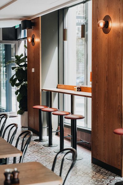 Hospitality fit-out and venue detail at Rustica Queen & Collins by WB Built