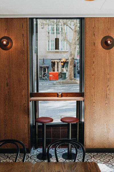 Hospitality fit-out and venue detail at Rustica Queen & Collins by WB Built