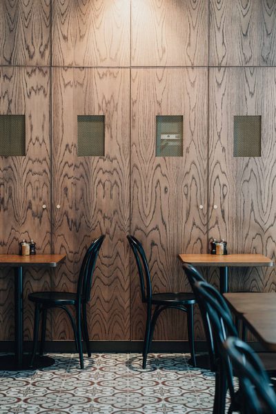 Hospitality fit-out and venue detail at Rustica Queen & Collins by WB Built