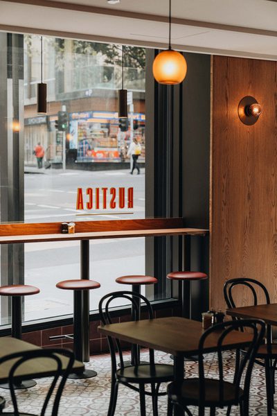 Hospitality fit-out and venue detail at Rustica Queen & Collins by WB Built