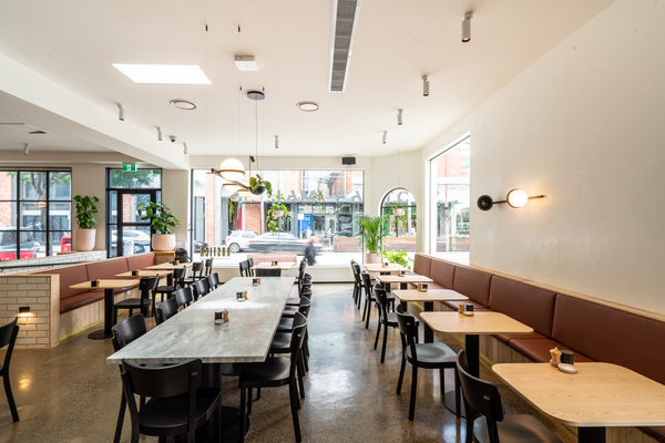 Hospitality fit-out and venue detail at Rustica South Yarra by WB Built