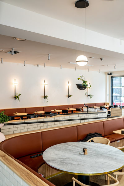 Hospitality fit-out and venue detail at Rustica South Yarra by WB Built