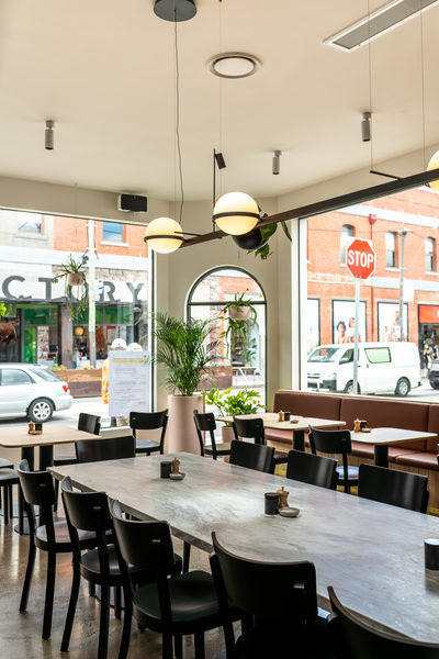 Hospitality fit-out and venue detail at Rustica South Yarra by WB Built