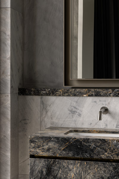 Interior and architectural detail at Salford House, Balwyn by WB Built