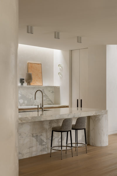 Interior and architectural detail at Salford House, Balwyn by WB Built