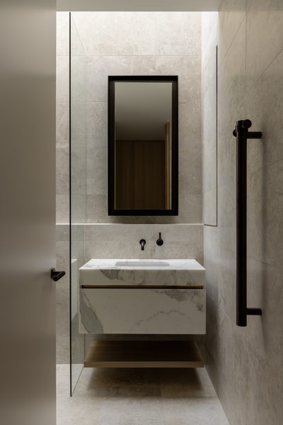 Interior and architectural detail at Salford House, Balwyn by WB Built