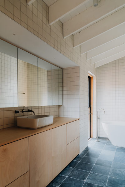 Interior and architectural detail at Silver House, Eltham by WB Built