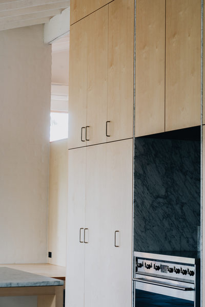 Interior and architectural detail at Silver House, Eltham by WB Built